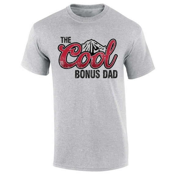 Mens The Cool Bonus Dad Shirt Funny Cold Mountains American Can Logo Parody Short Sleeve T-shirt Graphic Tee-Sports Gray-medium