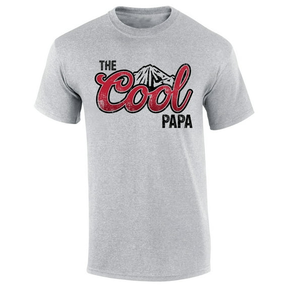 Mens The Cool Papa Shirt Funny Cold Mountains American Can Logo Parody Short Sleeve T-shirt Graphic Tee-Sports Gray-6xl