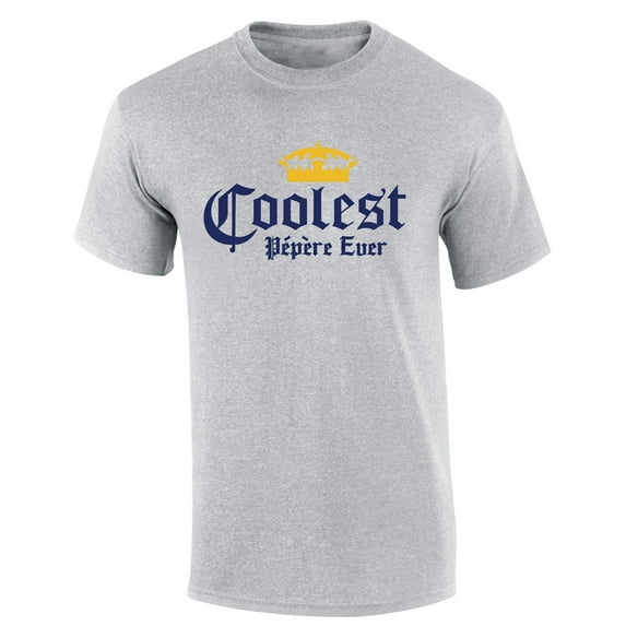 Mens The Coolest P?p?re Ever Shirt Funny Crown Cervezas Mexican Can Logo Parody Short Sleeve T-shirt Graphic Tee-Sports Gray-small