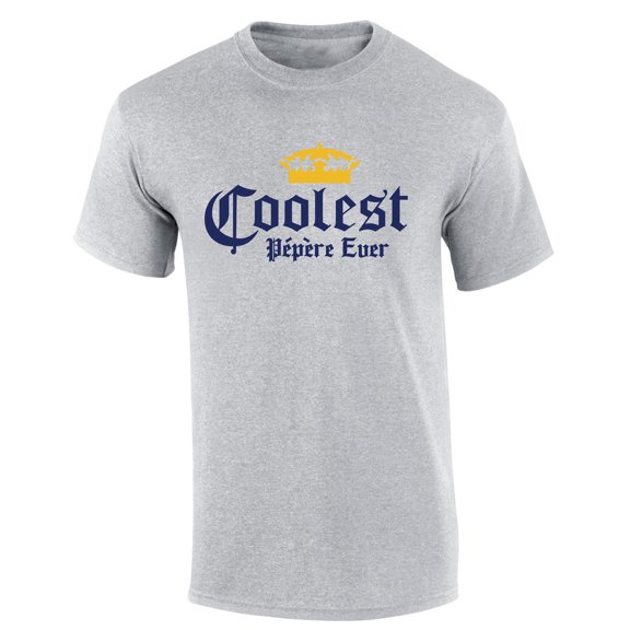 Mens The Coolest P?p?re Ever Shirt Funny Crown Cervezas Mexican Can Logo Parody Short Sleeve T-shirt Graphic Tee-Sports Gray-small