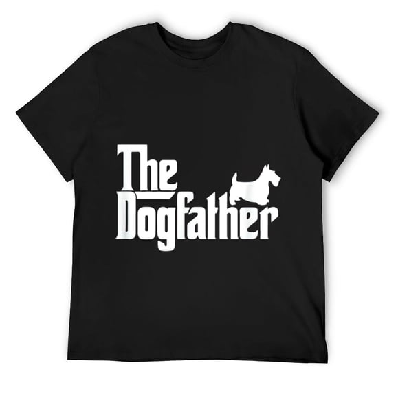 Mens The Dogfather Scottish Terrier Dog Father Dad Shirt Black