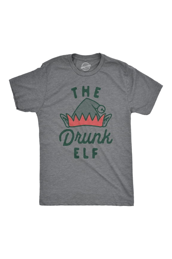 Mens The Drunk Elf T Shirt Funny Xmas Partying Drunken Elves Joke Tee for Guys Graphic Tees