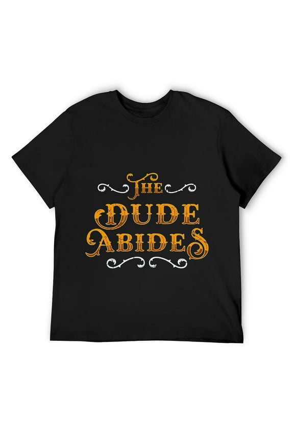 Mens The Dude Abides Vintage Design Short Sleeve T-Shirt Black