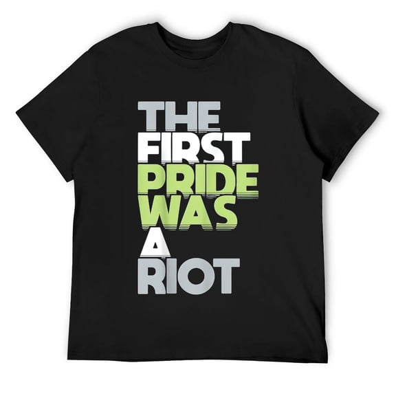 Mens The First Pride Was A Riot Agender Flag LGBTQIA Themed Print T-Shirt Black