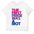 thumbnail image 1 of Mens The First Pride Was A Riot Pro Bisexual Flag LGBTQ Graphic T-Shirt White XL, 1 of 5