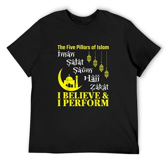 Mens The Five Pillars of Islam Islamic Muslim Clothes For Men T-Shirt Black X-Large