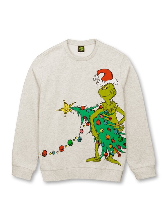 Mens The Grinch Christmas Tree Lights Sweatshirt