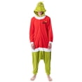 thumbnail image 1 of Mens' The Grinch Santa Hooded Costume Union Suit One-Piece Pajama, 1 of 7
