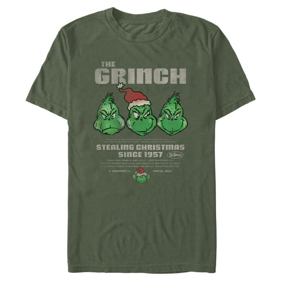 Mens The Grinch Stealing Christmas Since 1957 T Shirt