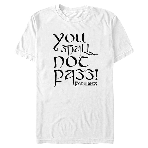 Mens The Lord of the Rings You Shall Not Pass Black Quote T Shirt