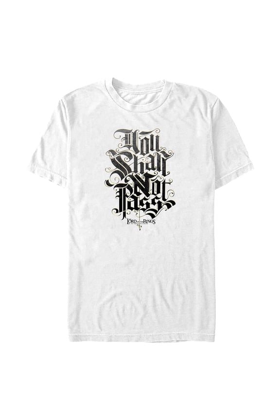 Mens The Lord of the Rings You Shall Not Pass Bold Logo T Shirt