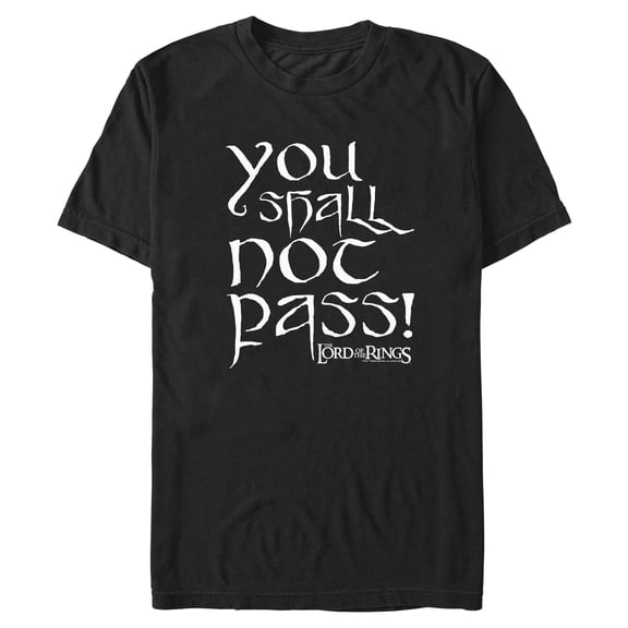 Mens The Lord of the Rings You Shall Not Pass White Quote T Shirt