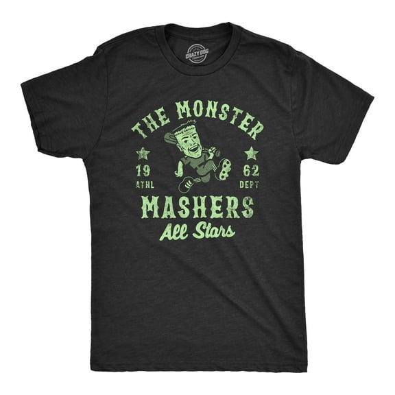 Mens The Monster Mashers All Stars T Shirt Funny Halloween Baseball Team Tee for Guys Graphic Tees