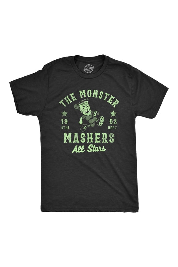Mens The Monster Mashers All Stars T Shirt Funny Halloween Baseball Team Tee for Guys Graphic Tees