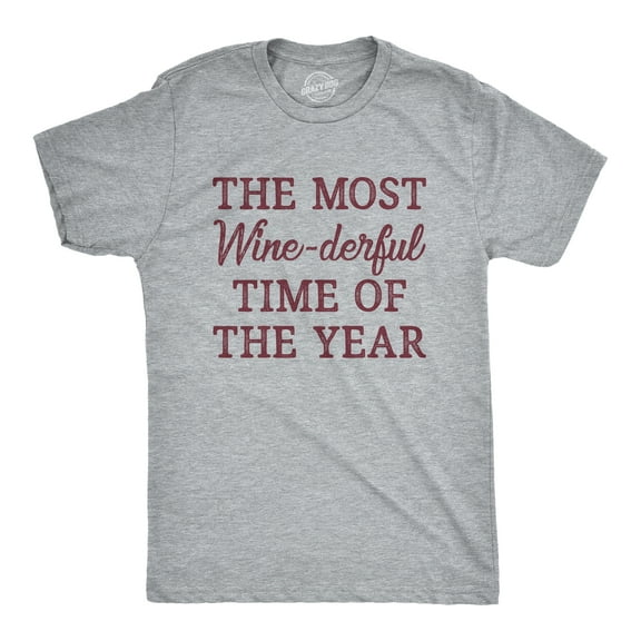 Mens The Most Winederful Time of The Year T Shirt Funny Xmas Holiday Wine Drinking Lovers Tee for Guys Graphic Tees