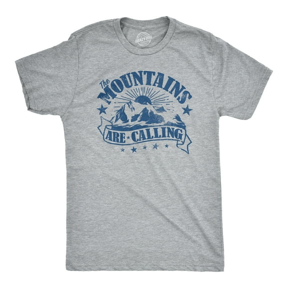 Mens The Mountains Are Calling Cool Sunset Vintage Rockies Funny Hiking Nature T shirt Graphic Tees