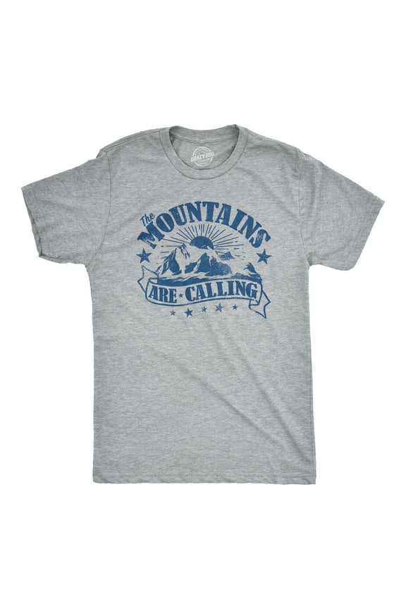 Mens The Mountains Are Calling Cool Sunset Vintage Rockies Funny Hiking Nature T shirt Graphic Tees