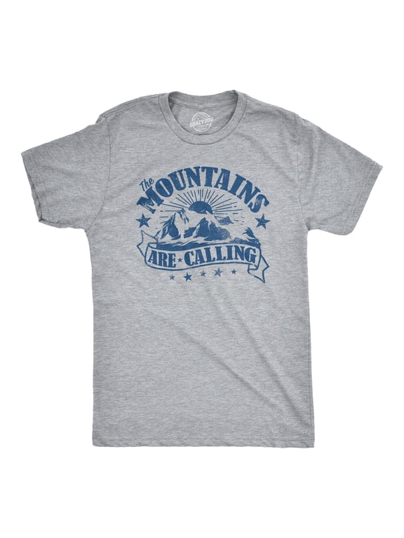 Mens The Mountains Are Calling Cool Sunset Vintage Rockies Funny Hiking Nature T shirt Graphic Tees