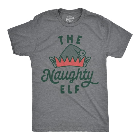 Mens The Naughty Elf T Shirt Funny Bad Behavior Christmas Elves Joke Tee for Guys Graphic Tees