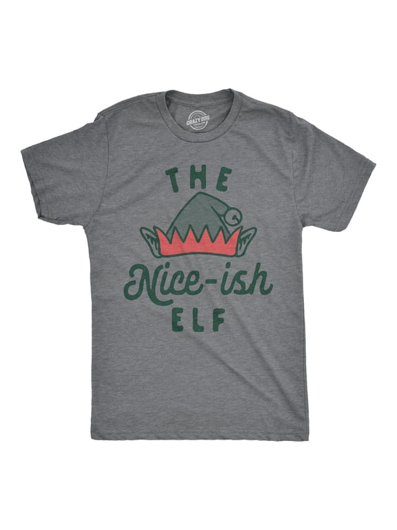 Mens The Nice Ish Elf T Shirt Funny Good Behavior Christmas Elves Joke Tee for Guys Graphic Tees