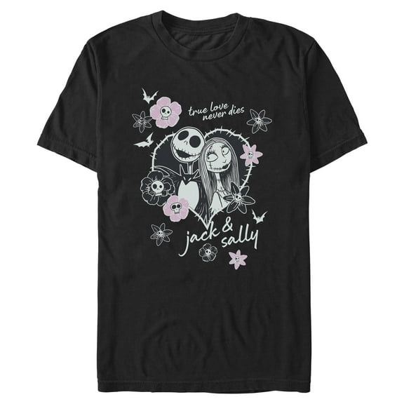 Mens The Nightmare Before Christmas Jack and Sally True Love Never Dies T Shirt