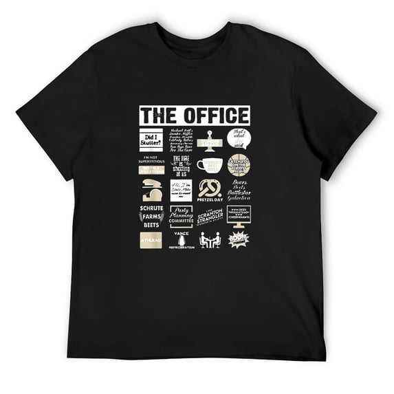 Mens The Office Quote Mash-Up Funny Vintage T-Shirt Black