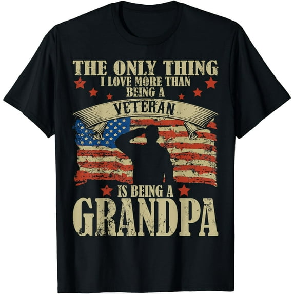 Mens The Only Thing I Love More Than Being A Veteran Grandpa T-Shirt