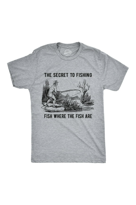 Mens The Secret to Fishing T Shirt Funny Fathers Day Fisherman Tee Graphic Tees
