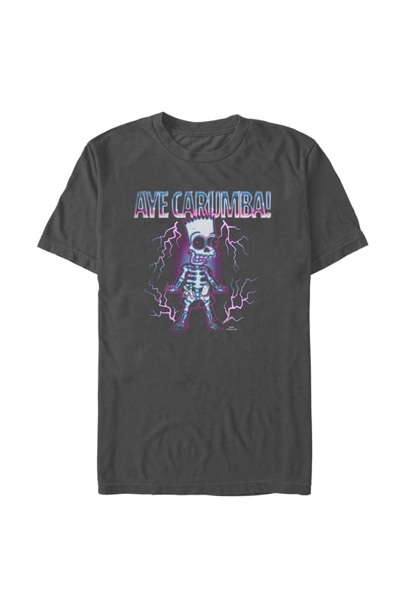 Mens The Simpsons Bart Lightning Aye Carumba T Shirt