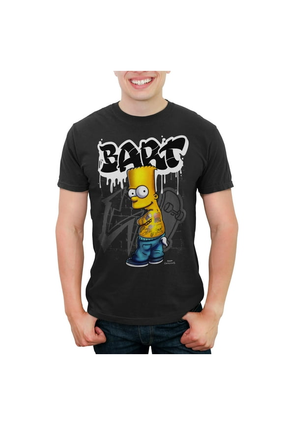 Mens The Simpsons Bart Tattoo Brick Paint T Shirt