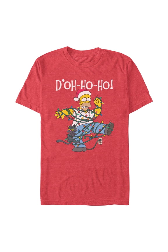 Mens The Simpsons D'oh Ho Ho Homer Lights T Shirt