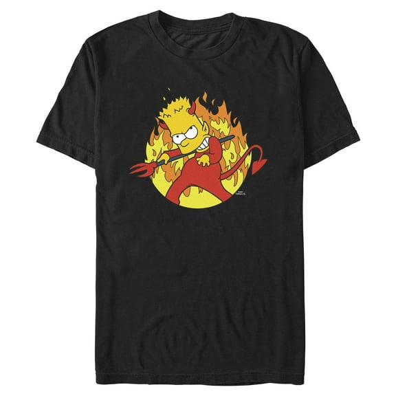 Mens The Simpsons Devil Bart in Action T Shirt