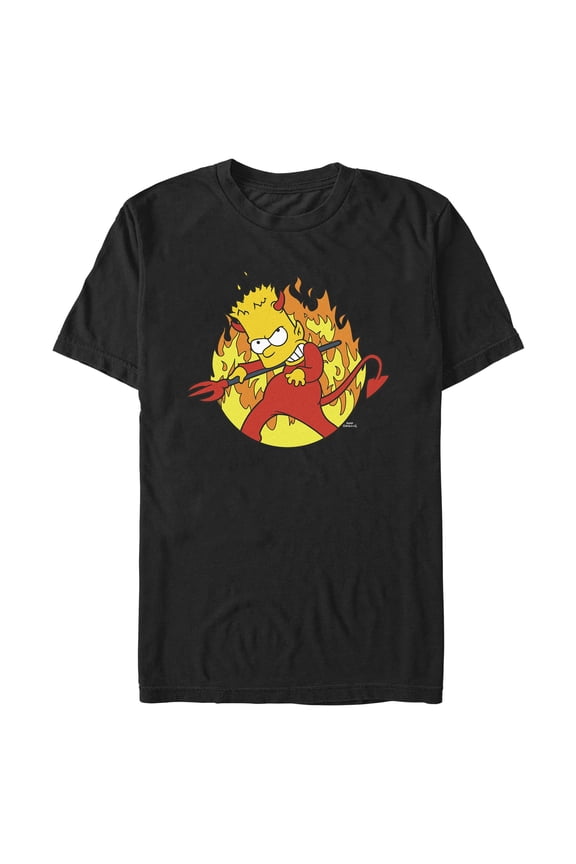 Mens The Simpsons Devil Bart in Action T Shirt