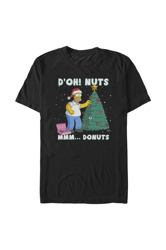 Mens The Simpsons Mmm... Donuts Christmas Tree T Shirt