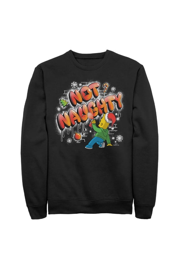 Mens The Simpsons Not Naughty Wall Drawing Bart Sweatshirt