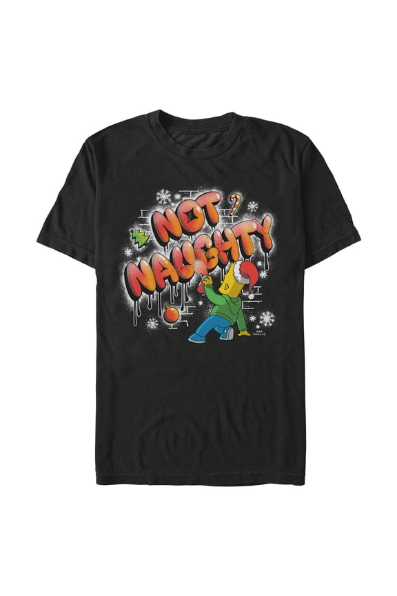 Mens The Simpsons Not Naughty Wall Drawing Bart T Shirt