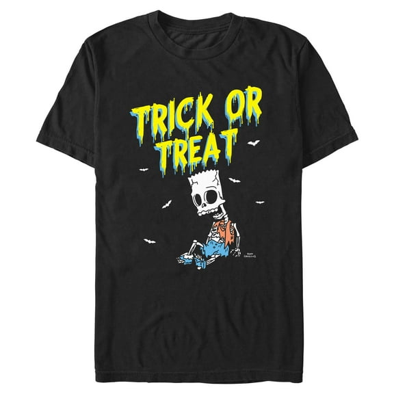 Mens The Simpsons Skeleton Bart Trick or Treat T Shirt