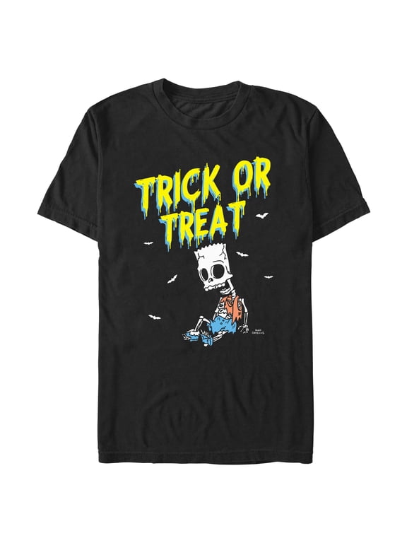 Mens The Simpsons Skeleton Bart Trick or Treat T Shirt