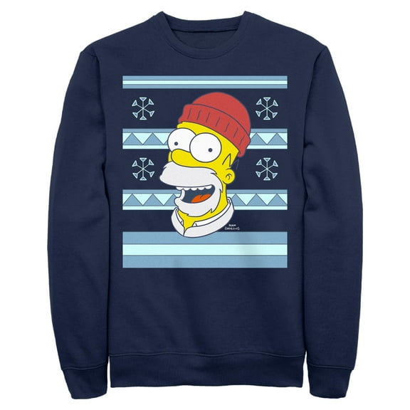 Mens The Simpsons Winter Homer Christmas Pattern Sweatshirt