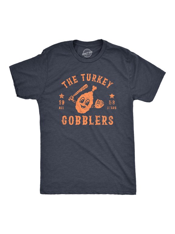 Mens The Turkey Gobblers All Stars T Shirt Funny Thanksgiving Dinner Baseball Team Tee for Guys Graphic Tees