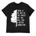 thumbnail image 1 of Mens There Is No Wifi In The Forest Nature Graphic Vintage Gift Round Neck T-Shirt Black, 1 of 5