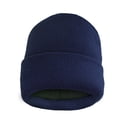thumbnail image 1 of Mens Thermal Baggy Beanie slouchy winter Fleece lined Hat Skull Men Women Cap (Navy Fold over Beanie), 1 of 2
