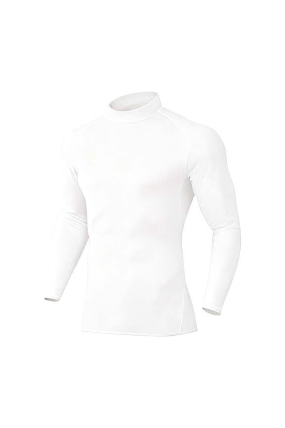 Mens Thermal Compression Shirt Mock Turtleneck Long Sleeve Fleece Lined Base Layer Workout Cold Weather Top