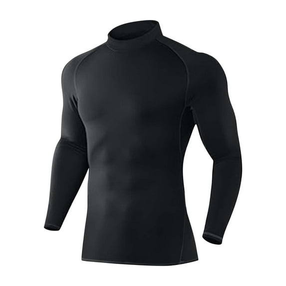 Mens Thermal Compression Shirt Mock Turtleneck Long Sleeve Fleece Lined Base Layer Workout Cold Weather Top