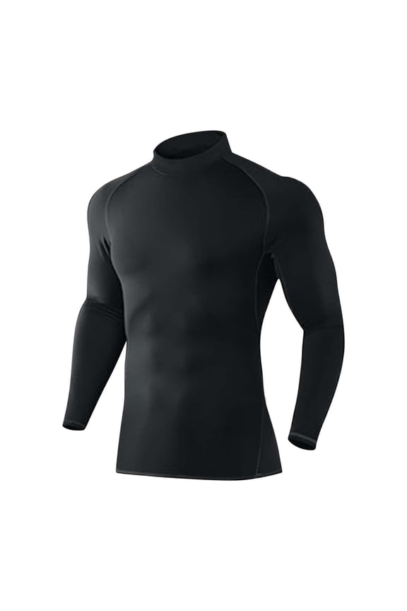 Mens Thermal Compression Shirt Mock Turtleneck Long Sleeve Fleece Lined Base Layer Workout Cold Weather Top
