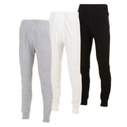 DARESAY Mens Thermal Long John Pants - Thermal Bottom Base Layer for Tshirts & Jackets - Lightweight Thermal Underwear Mens - Sizes up to 3X- Pack of 3
