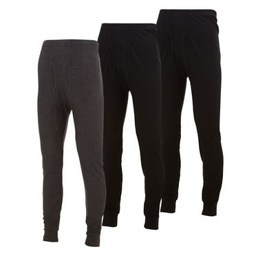 Mens Thermal Long John Pants - Thermal Bottom Base Layer for Tshirts & Jackets - Lightweight Thermal Underwear Mens - Sizes up to 3X- Pack of 3