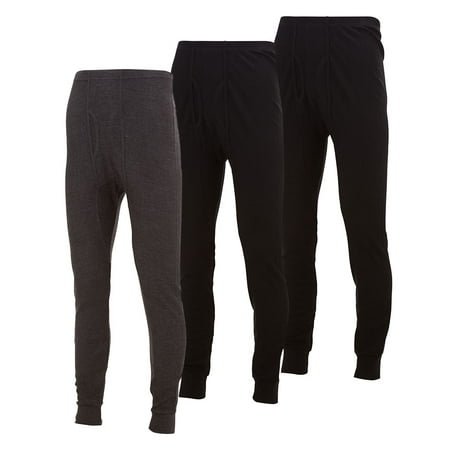 Mens Thermal Long John Pants - Thermal Bottom Base Layer for Tshirts & Jackets - Lightweight Thermal Underwear Mens - Sizes up to 3X- Pack of 3