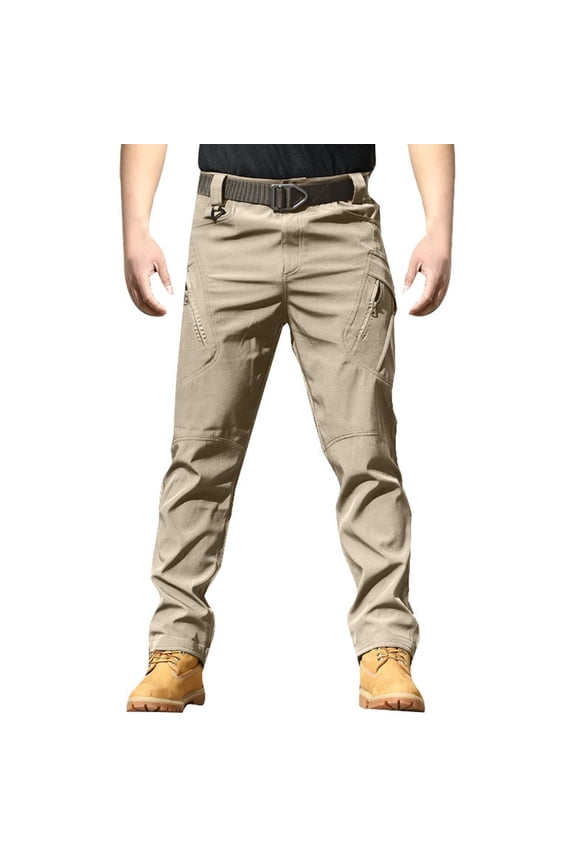 Mens Thermal Pants Fabric Pocket Duty Composite Durable Long Hiking Travel Mens Baggy Jeans,Khaki,L