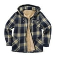 thumbnail image 1 of Mens Thermal Quilted Lined Flannel Shirts Jackets Hooded Button Down Long Sleeve Shirt Cozy Warm Winter Flannel Coats Thickened Plaid Jacket, 1 of 1
